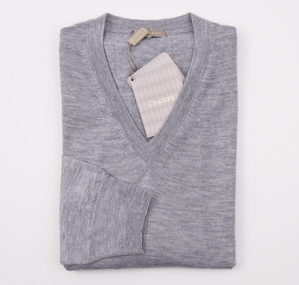 Cruciani Light Gray Cashmere-Silk Sweater - Top Shelf Apparel