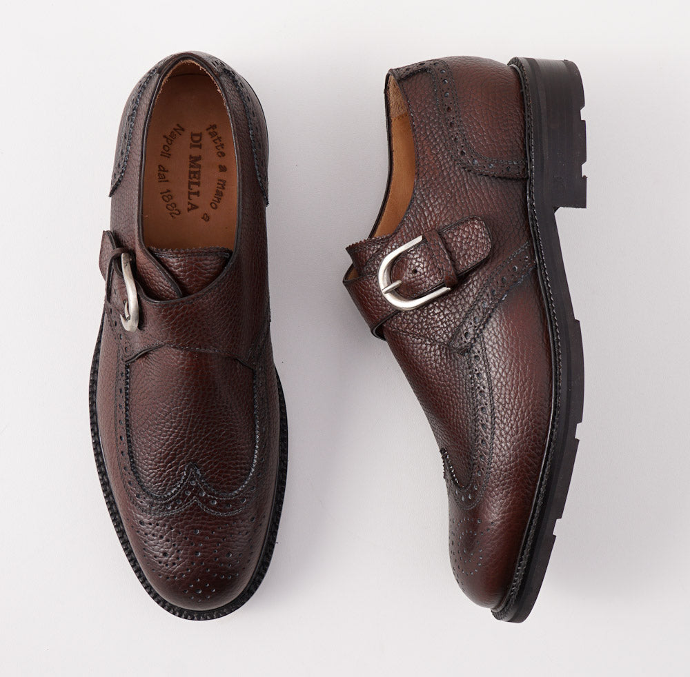 Di Mella Grained Leather Monk Strap - Top Shelf Apparel