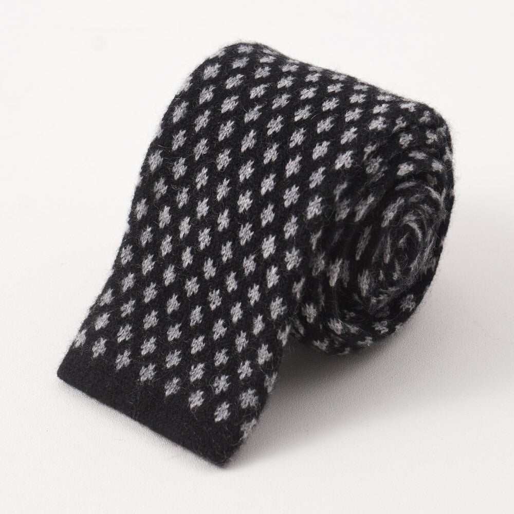 E. Marinella Black and Gray Knit Cashmere Tie - Top Shelf Apparel