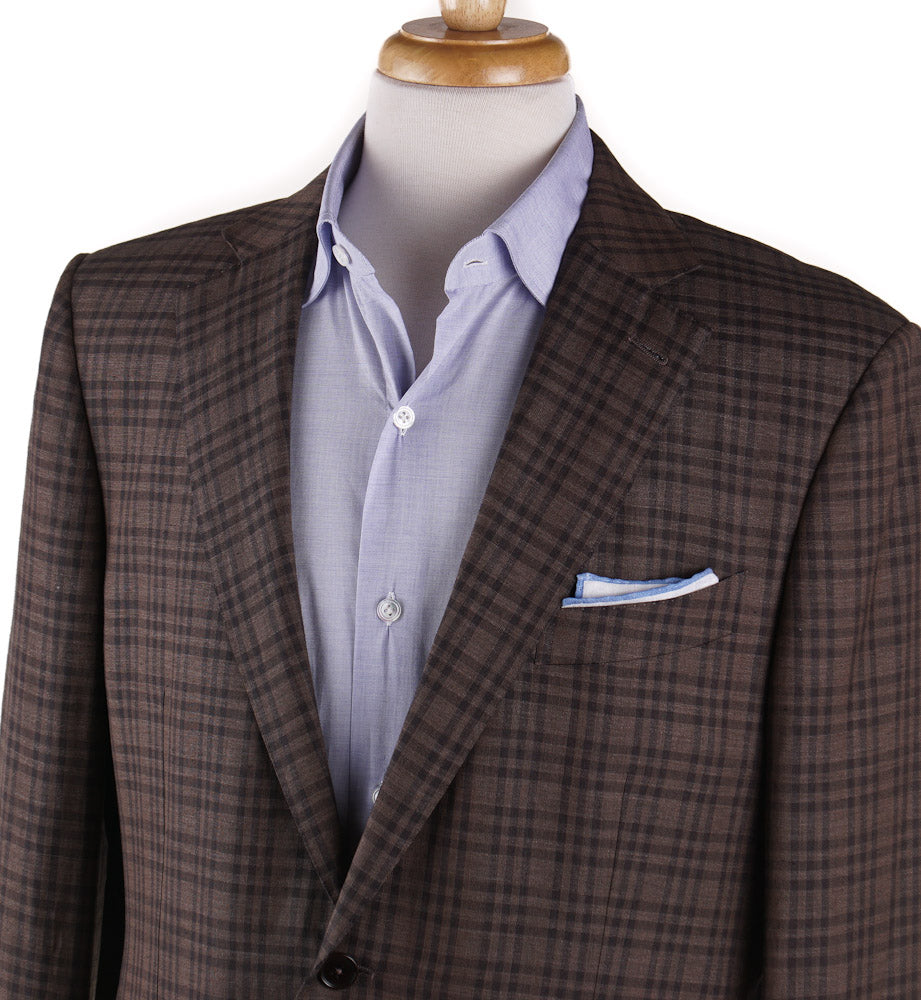 Ermenegildo Zegna Brown Check Wool-Linen-Silk Sport Coat - Top Shelf Apparel