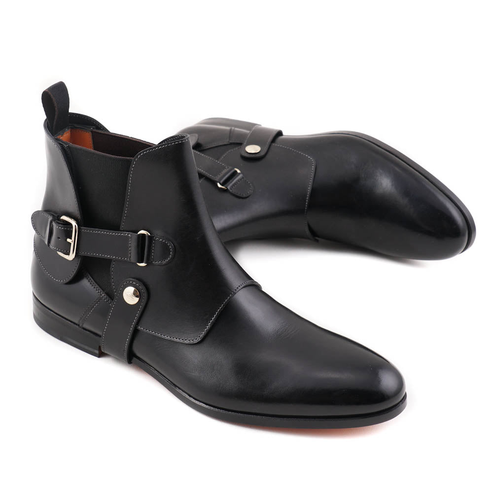 Santoni Black Ankle Boots with Buckle Detail - Top Shelf Apparel