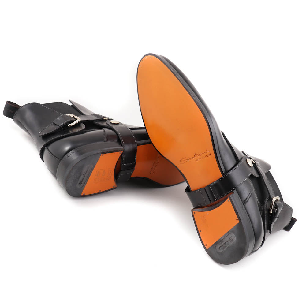 Santoni Black Ankle Boots with Buckle Detail - Top Shelf Apparel