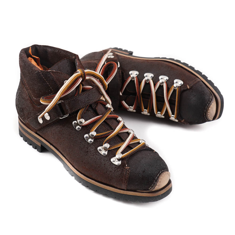 Santoni Waxed Leather Hiking Boots in Brown - Top Shelf Apparel