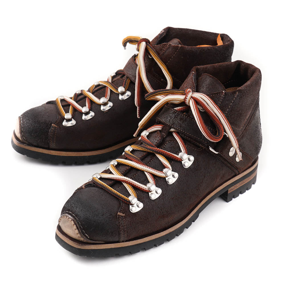 Santoni Waxed Leather Hiking Boots in Brown - Top Shelf Apparel