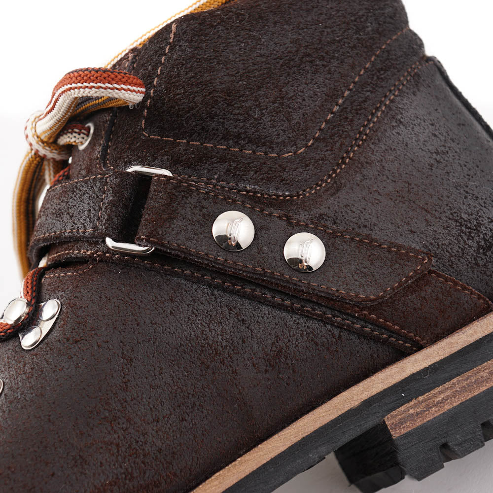 Santoni Waxed Leather Hiking Boots in Brown - Top Shelf Apparel