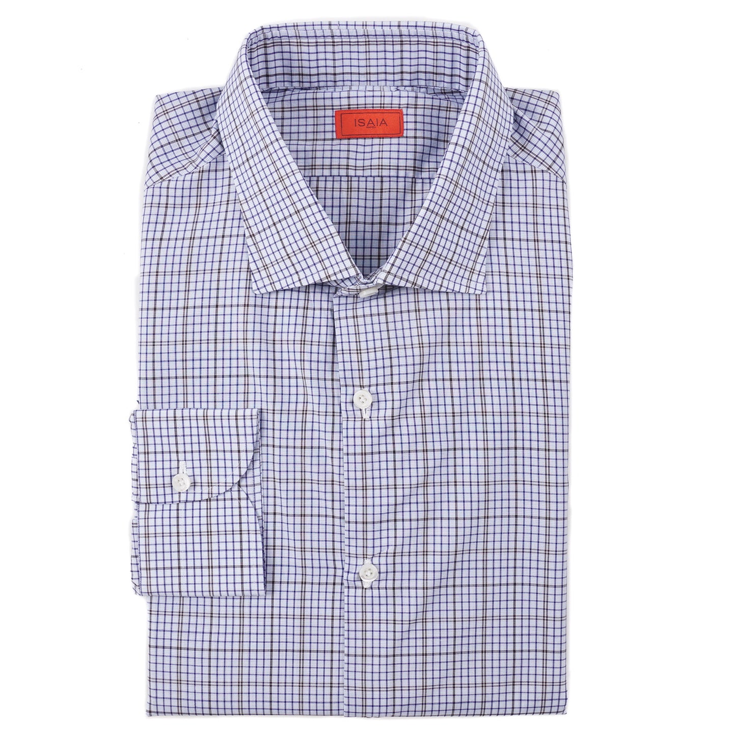 Isaia Slim-Fit Blue Check Cotton Dress Shirt - Top Shelf Apparel