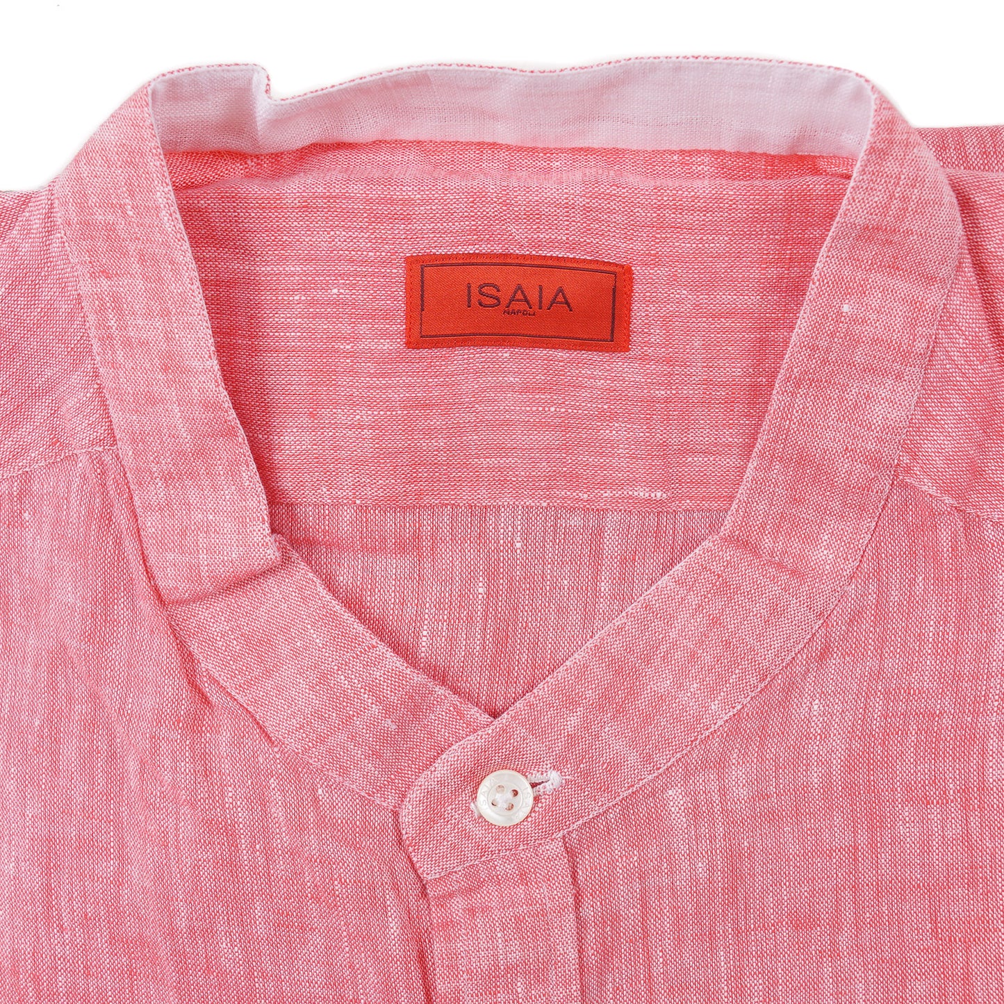 Isaia Woven Linen Shirt with Band Collar - Top Shelf Apparel