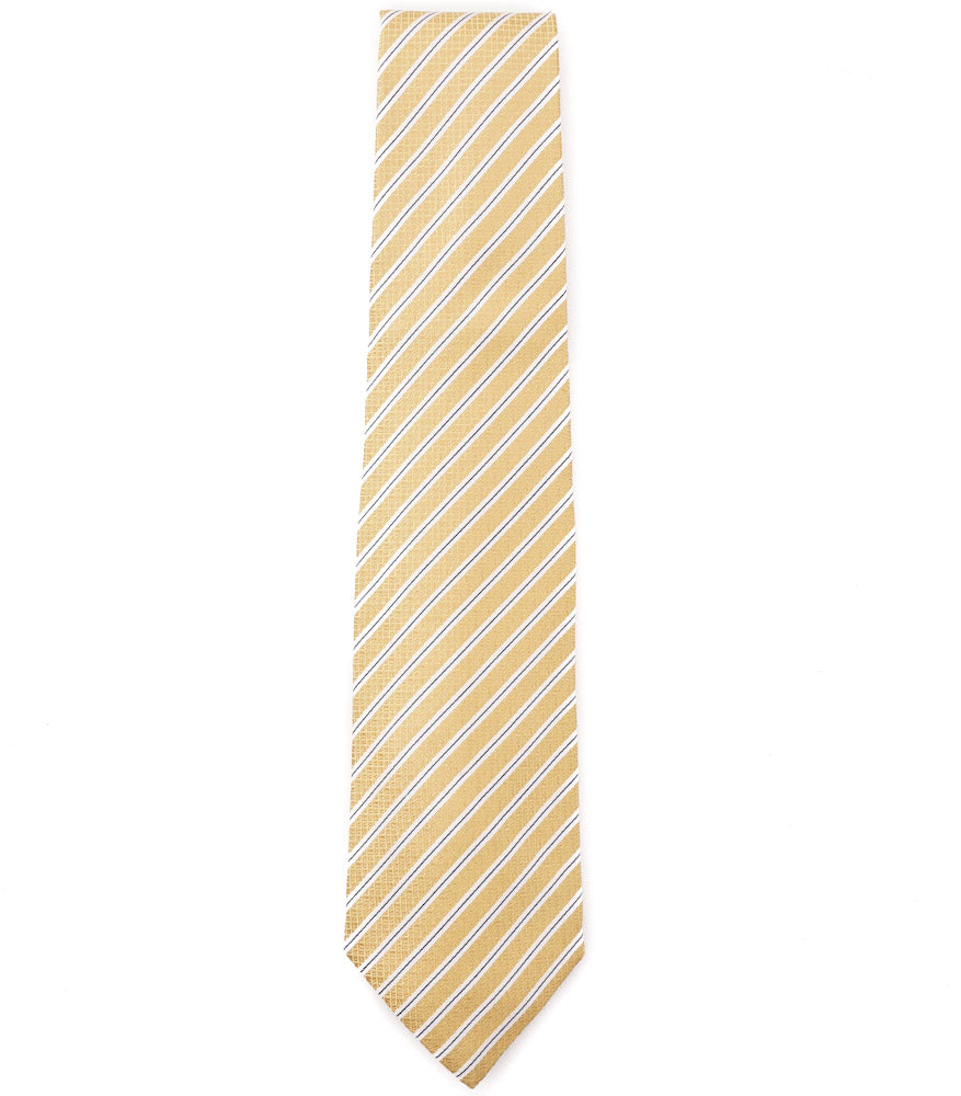 Isaia Golden Yellow Ribbon Stripe Tie - Top Shelf Apparel