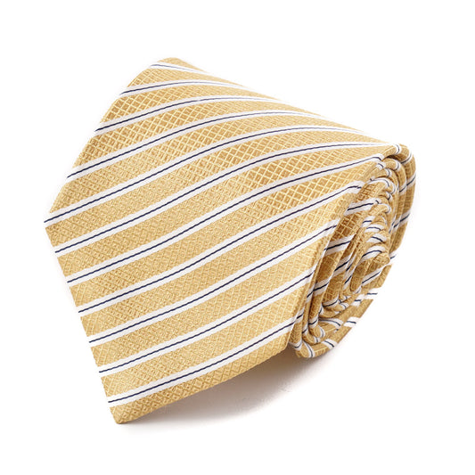 Isaia Golden Yellow Ribbon Stripe Tie - Top Shelf Apparel