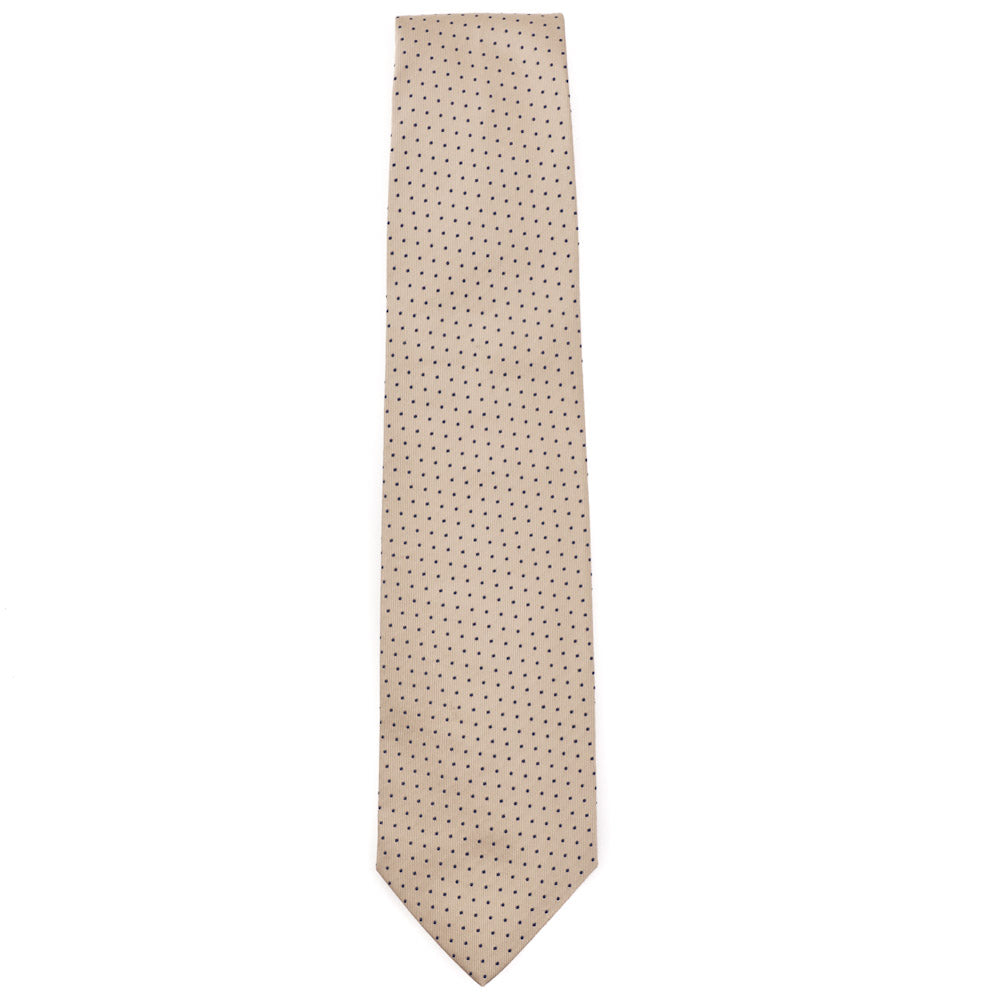 Isaia Gold and Navy Dot Pattern Tie - Top Shelf Apparel