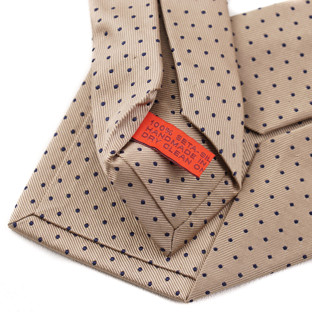 Isaia Gold and Navy Dot Pattern Tie - Top Shelf Apparel