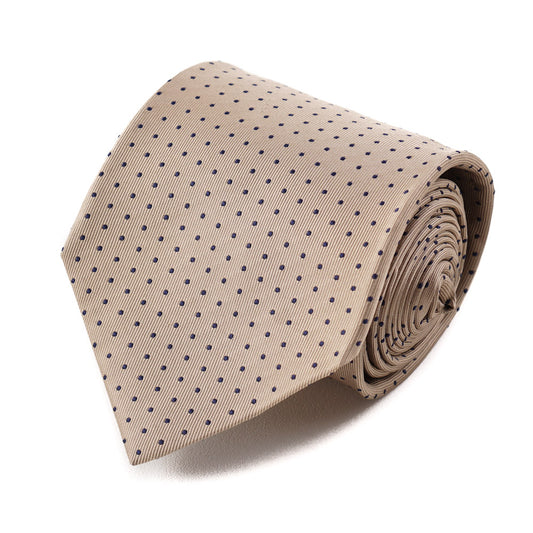 Isaia Gold and Navy Dot Pattern Tie - Top Shelf Apparel