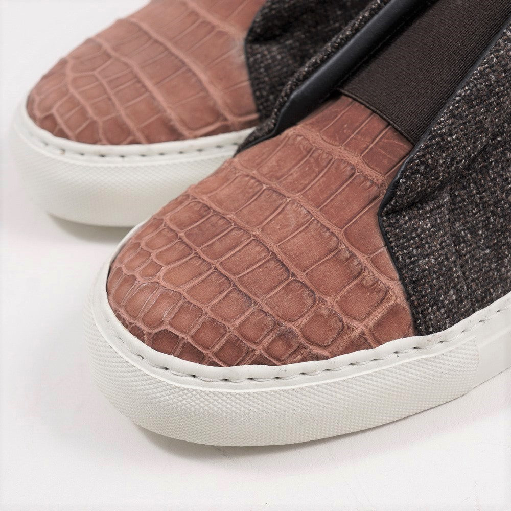Isaia Crocodile and Wool Slip-On Sneakers - Top Shelf Apparel