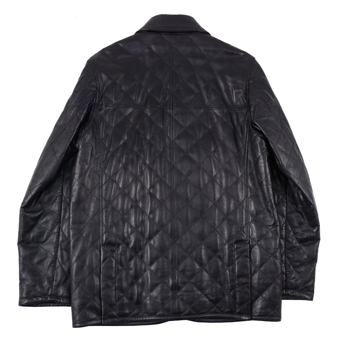 Isaia Diamond Quilted Leather Jacket in Black - Top Shelf Apparel