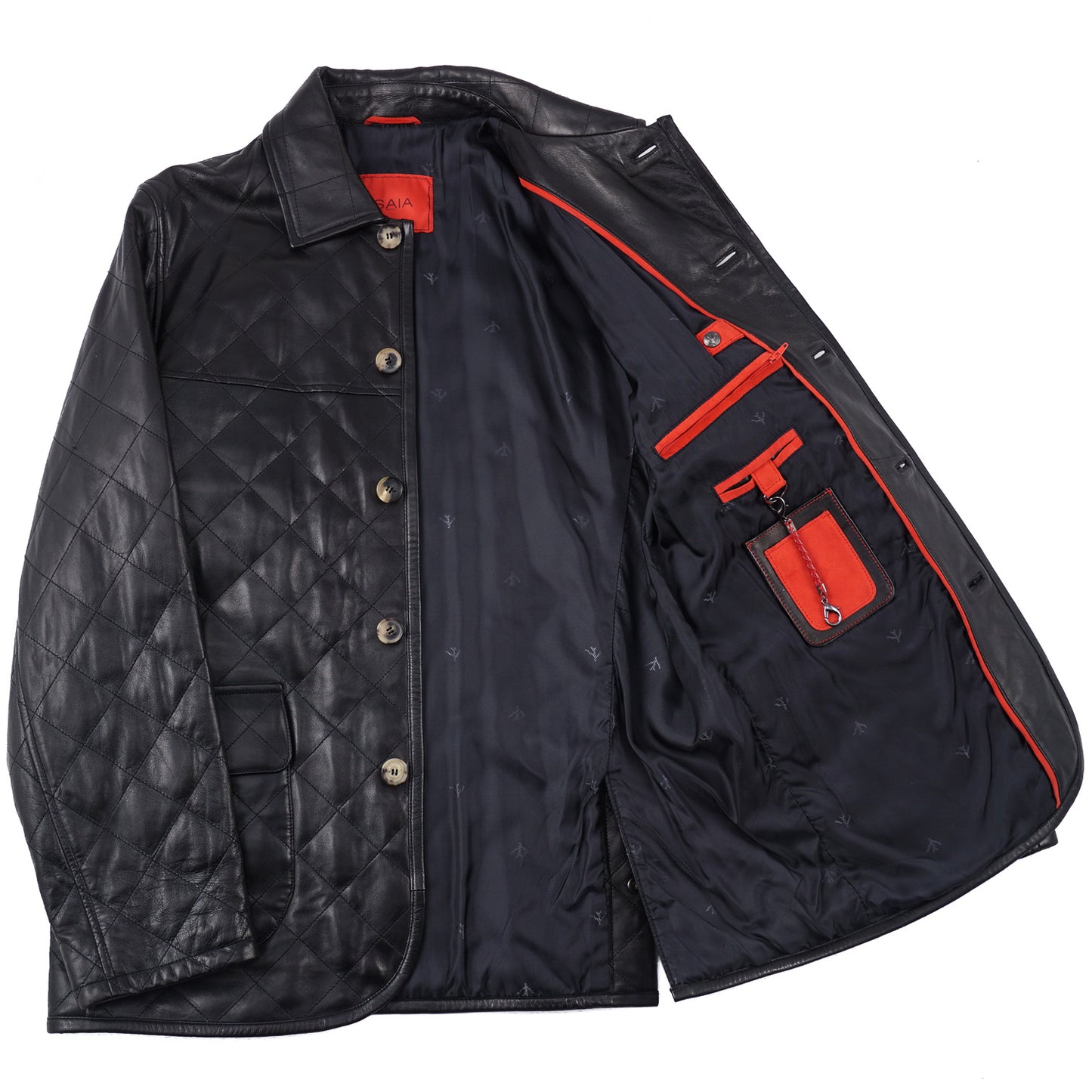 Isaia Diamond Quilted Leather Jacket in Black - Top Shelf Apparel