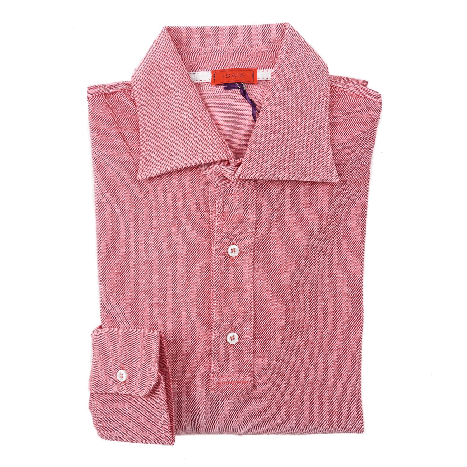 Isaia Long Sleeve Pique Cotton Polo Shirt - Top Shelf Apparel