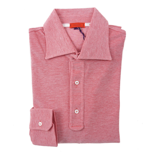 Isaia Long Sleeve Pique Cotton Polo Shirt - Top Shelf Apparel