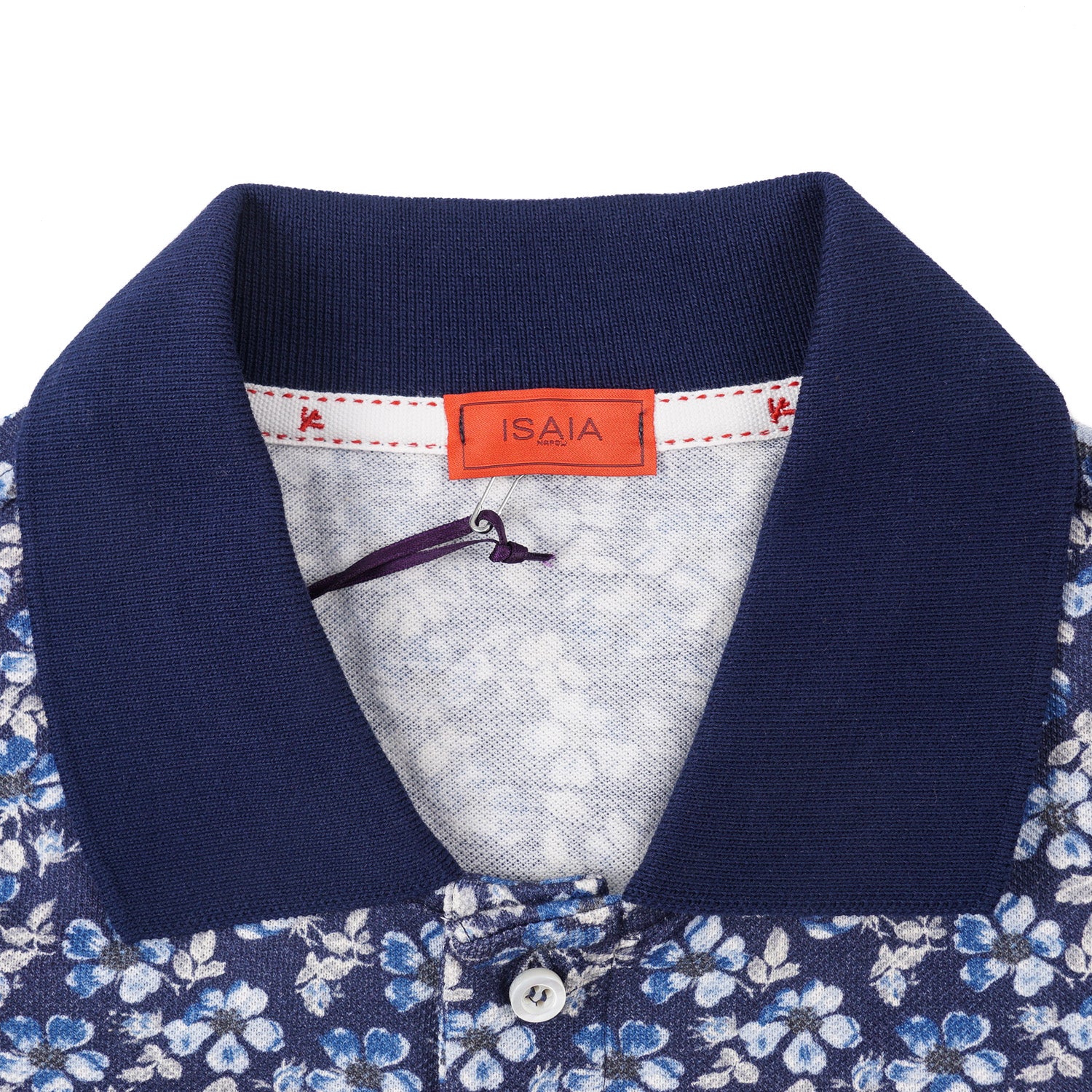 Isaia Floral Print Pique Cotton Polo Shirt S