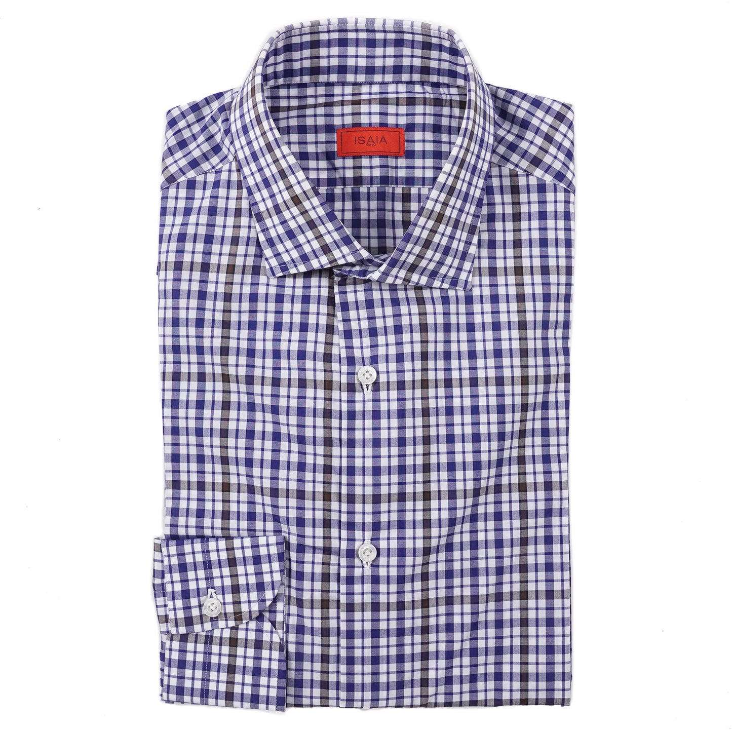 Isaia Slim-Fit Layered Check Cotton Dress Shirt - Top Shelf Apparel