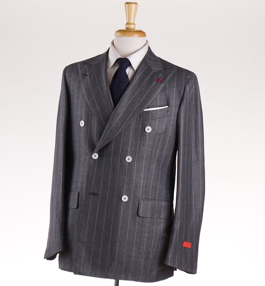 Isaia Gray and Pink Striped Wool-Linen Suit - Top Shelf Apparel