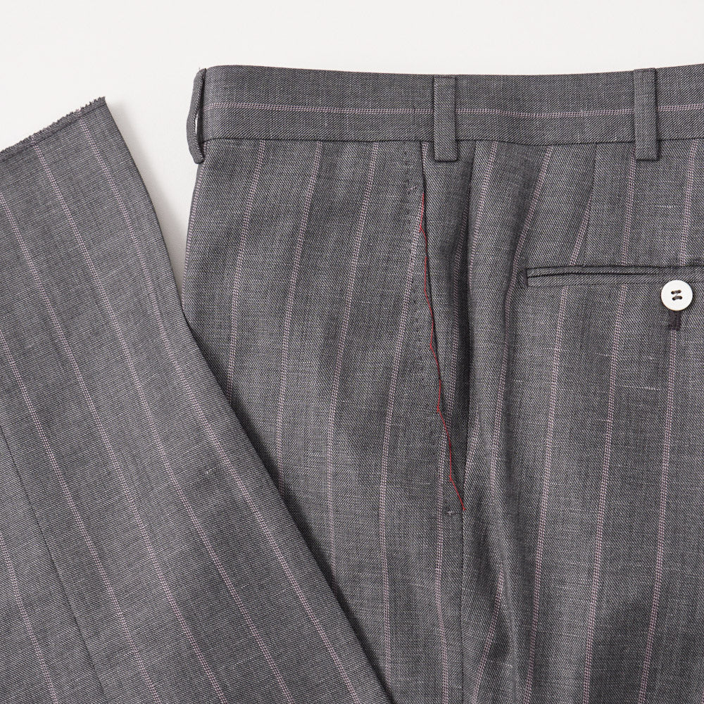 Isaia Gray and Pink Striped Wool-Linen Suit - Top Shelf Apparel