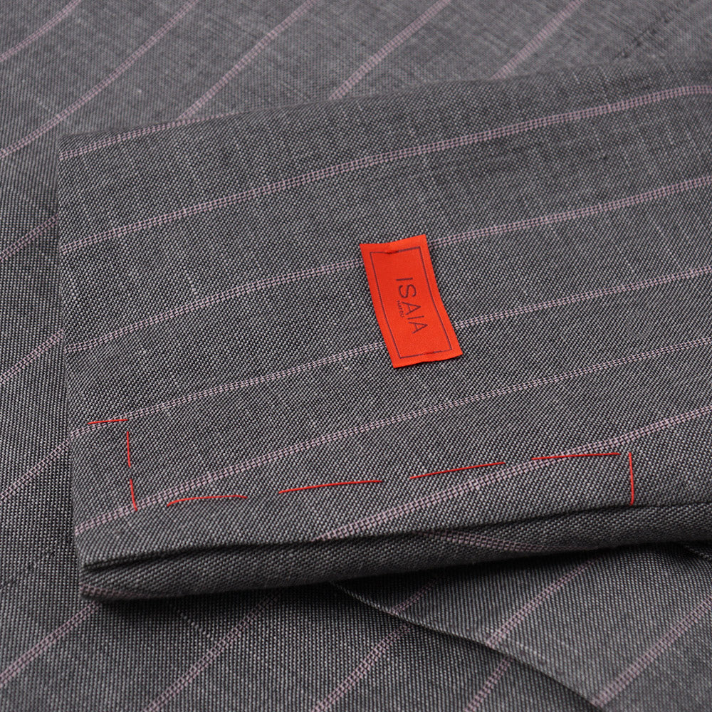 Isaia Gray and Pink Striped Wool-Linen Suit - Top Shelf Apparel