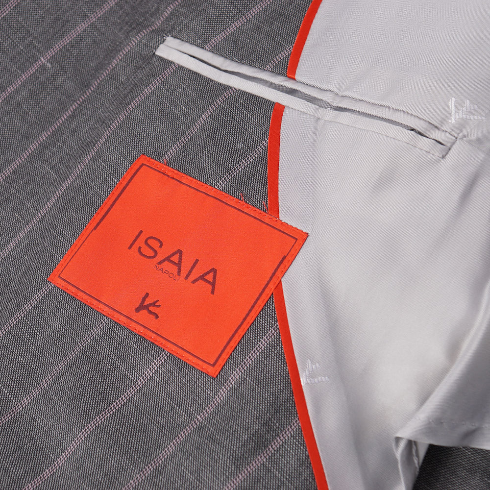 Isaia Gray and Pink Striped Wool-Linen Suit - Top Shelf Apparel