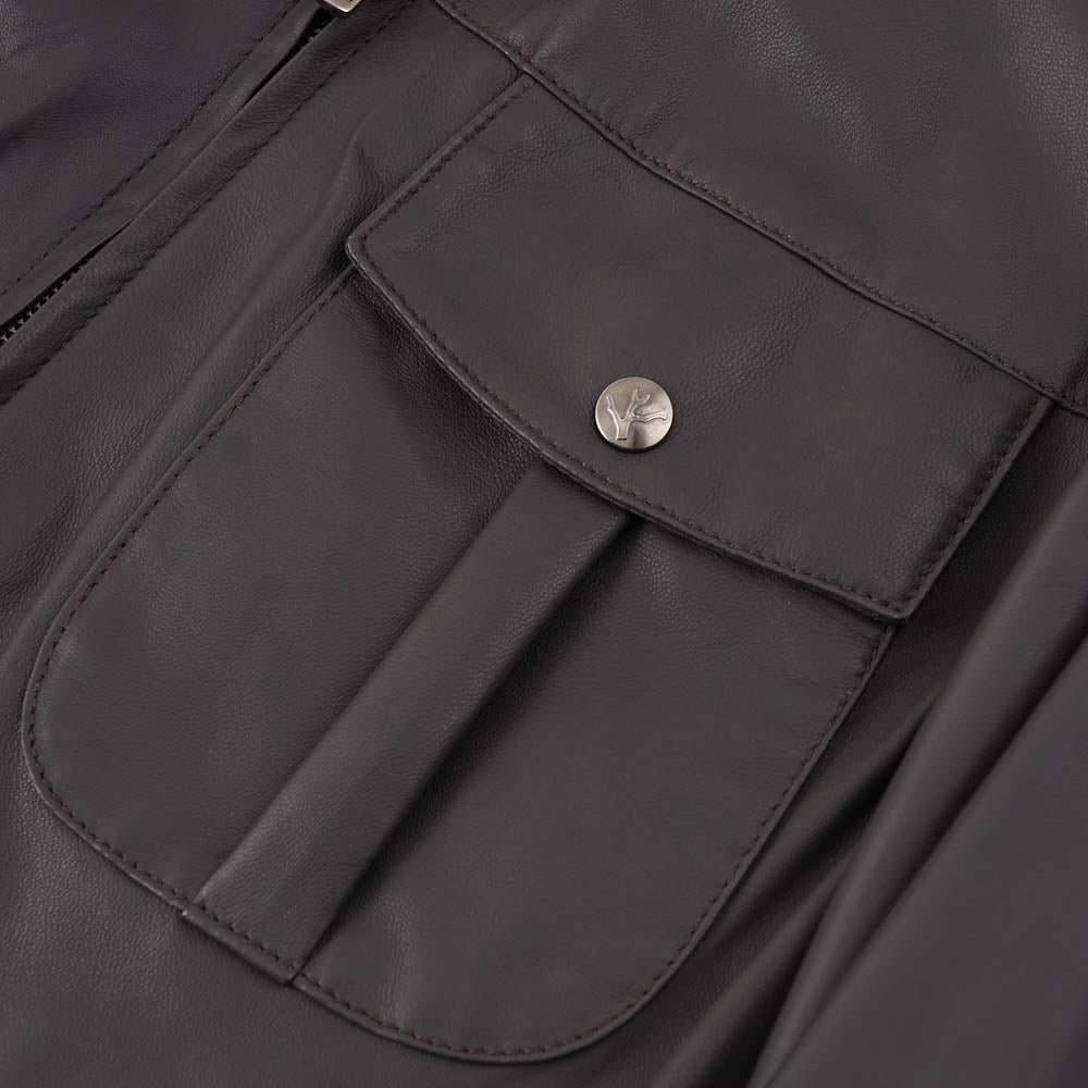 Isaia Flight Jacket in Dark Gray Leather - Top Shelf Apparel