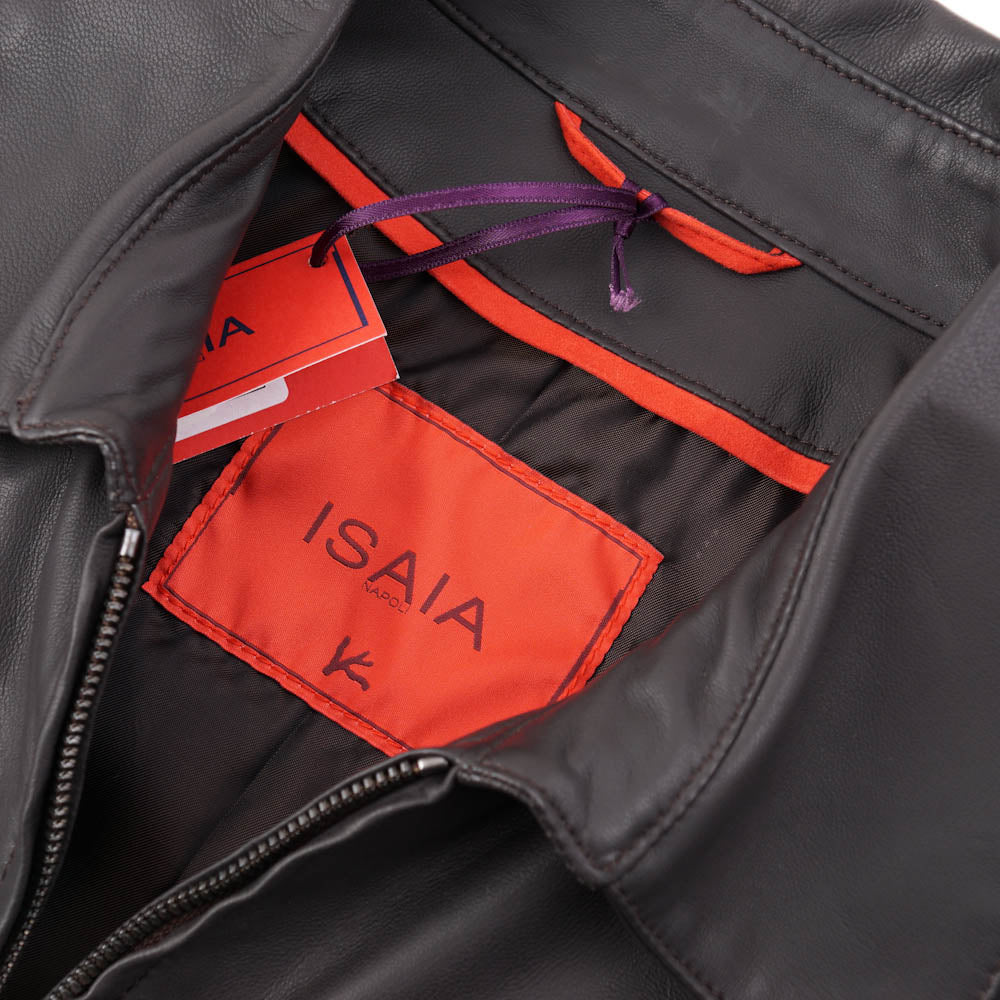 Isaia Flight Jacket in Dark Gray Leather - Top Shelf Apparel