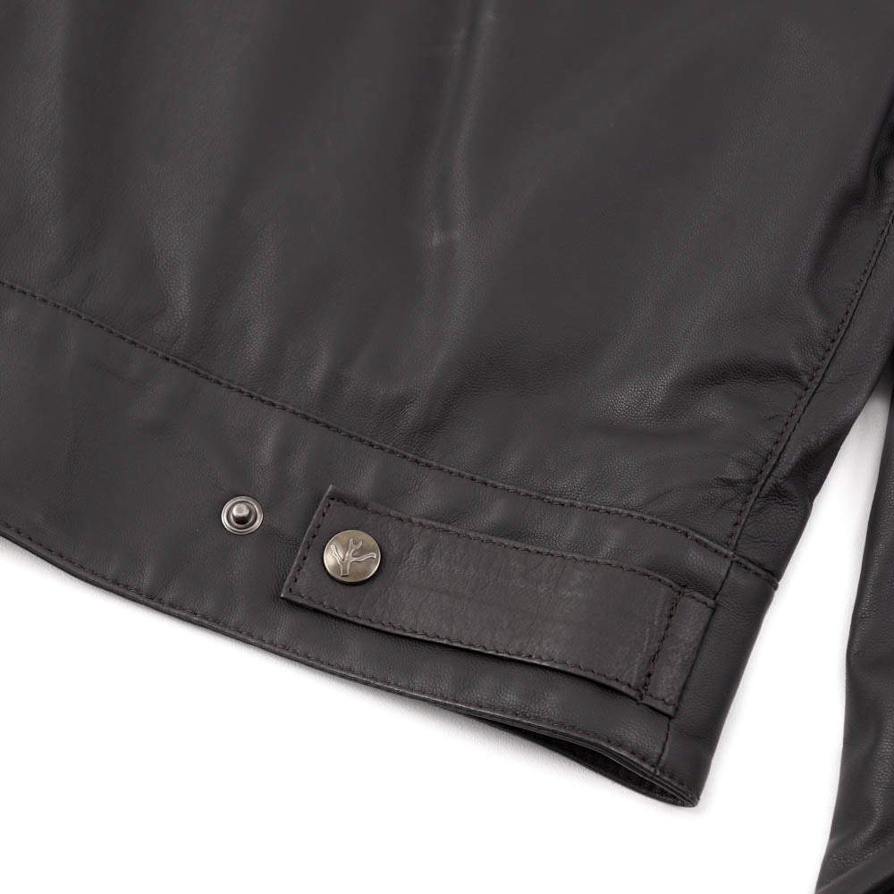 Isaia Flight Jacket in Dark Gray Leather - Top Shelf Apparel