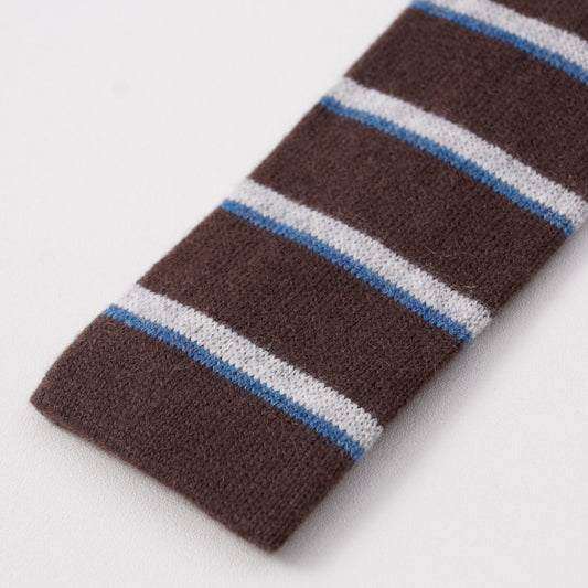 Kiton Brown and Blue Striped Knit Cashmere Tie - Top Shelf Apparel