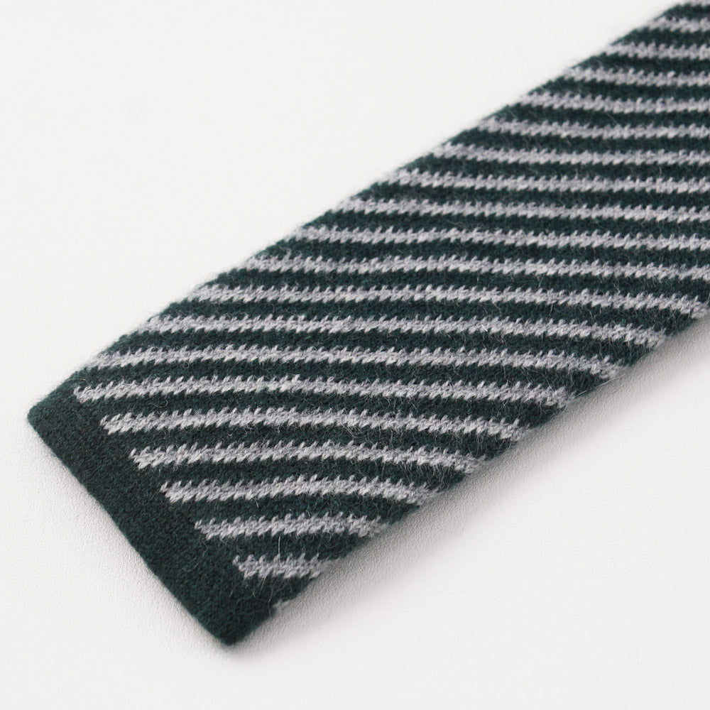 Kiton Green Twill Striped Knit Cashmere Tie - Top Shelf Apparel