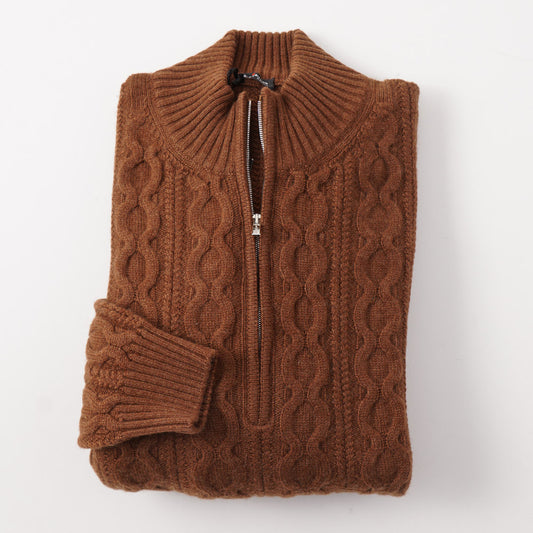 Kiton Cable Knit Regal Cashmere Sweater in Caramel - Top Shelf Apparel