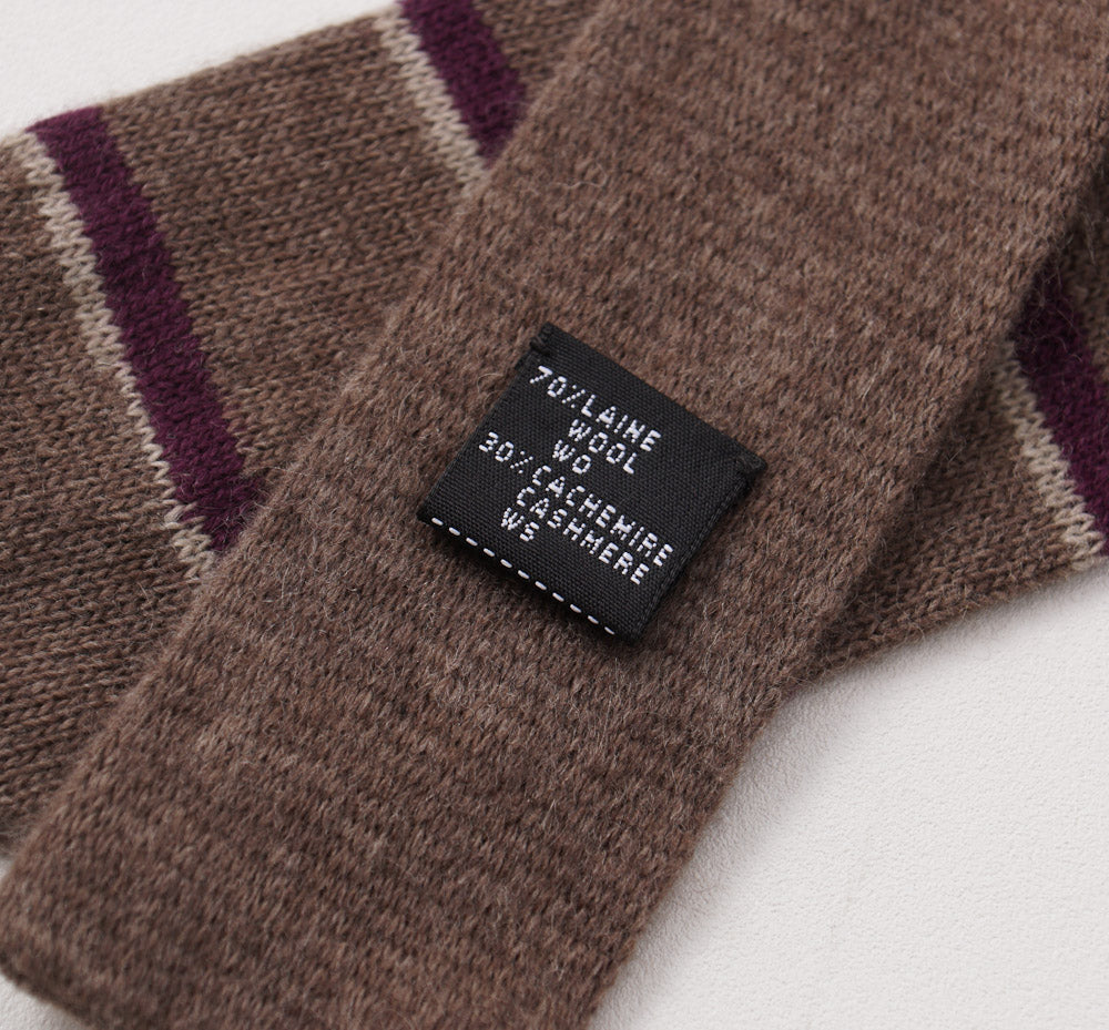 Kiton Brown and Plum Striped Knit Cashmere Tie - Top Shelf Apparel