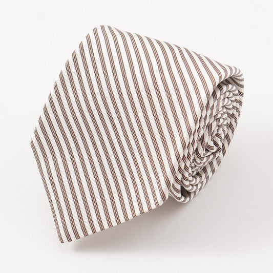 Kiton Ivory and Brown Striped Silk Necktie - Top Shelf Apparel