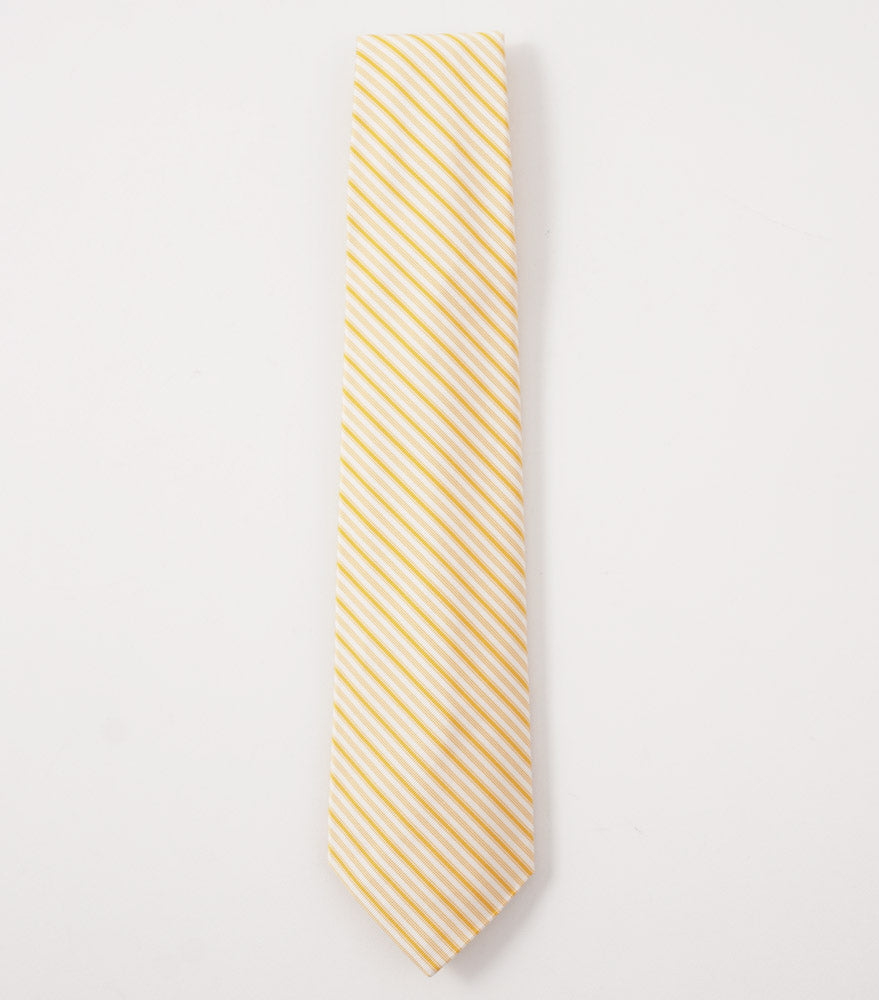 Kiton Golden Yellow Ribbon Stripe Silk Necktie - Top Shelf Apparel