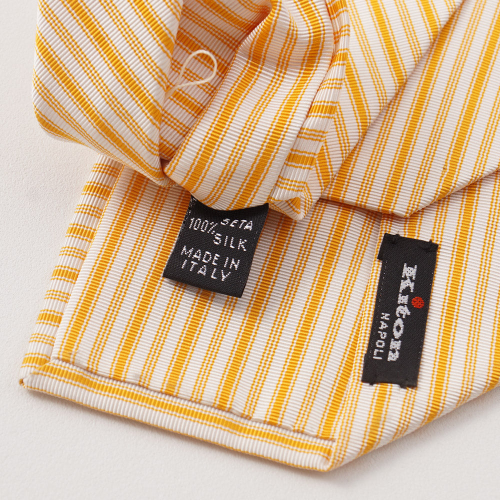 Kiton Golden Yellow Ribbon Stripe Silk Necktie - Top Shelf Apparel