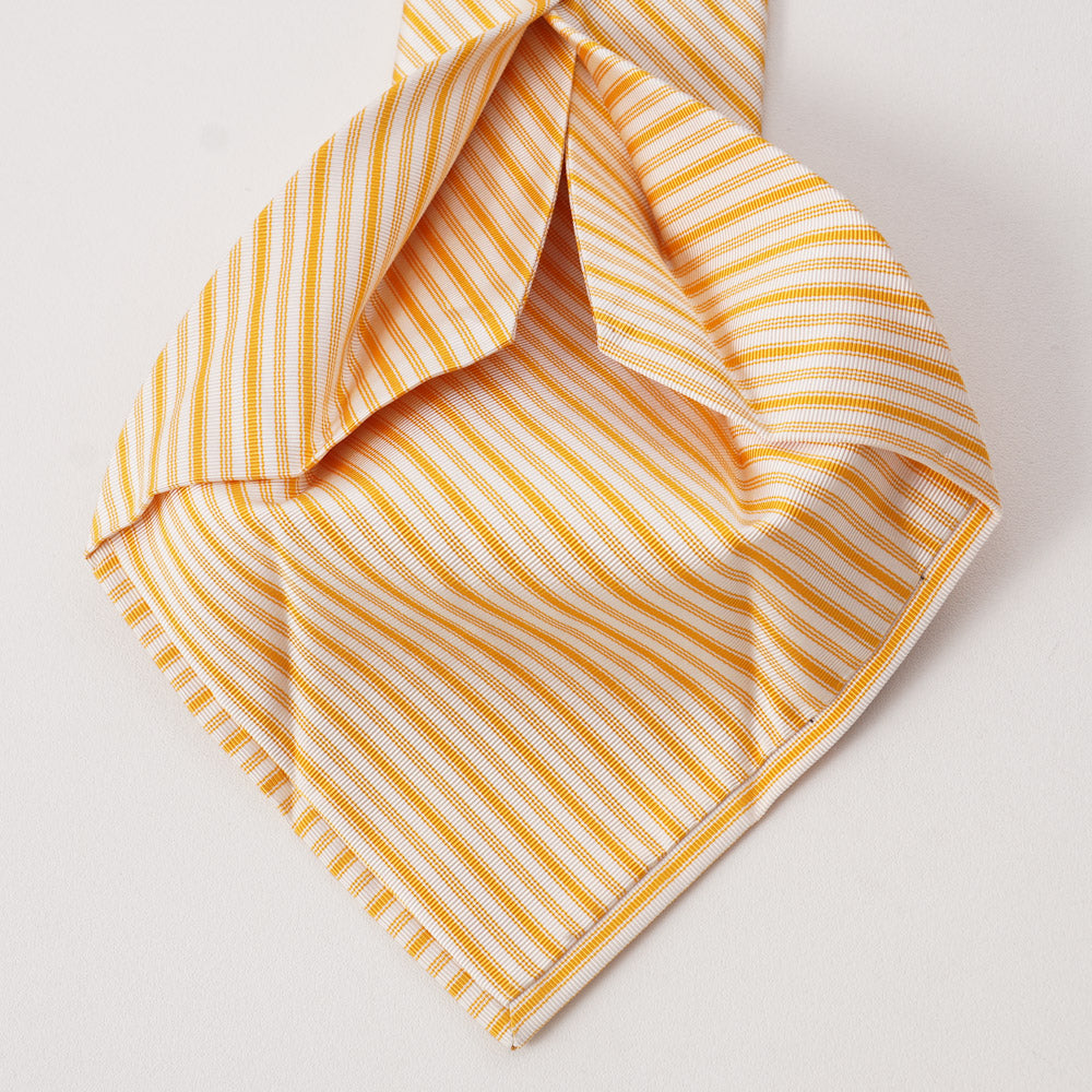 Kiton Golden Yellow Ribbon Stripe Silk Necktie - Top Shelf Apparel