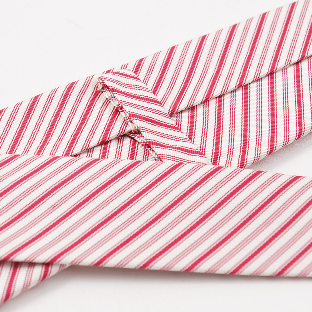 Kiton Raspberry Multi Stripe Silk Necktie - Top Shelf Apparel