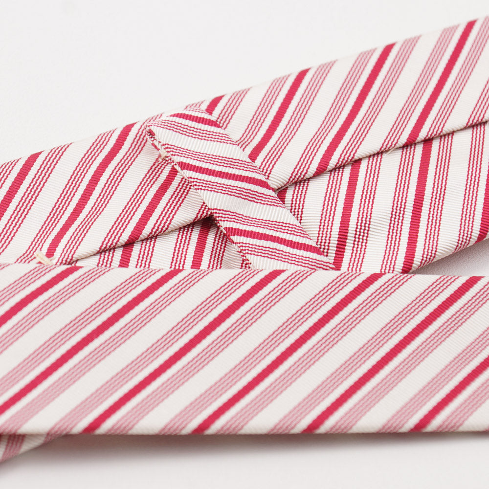 Kiton Raspberry Ribbon Stripe Silk Necktie - Top Shelf Apparel