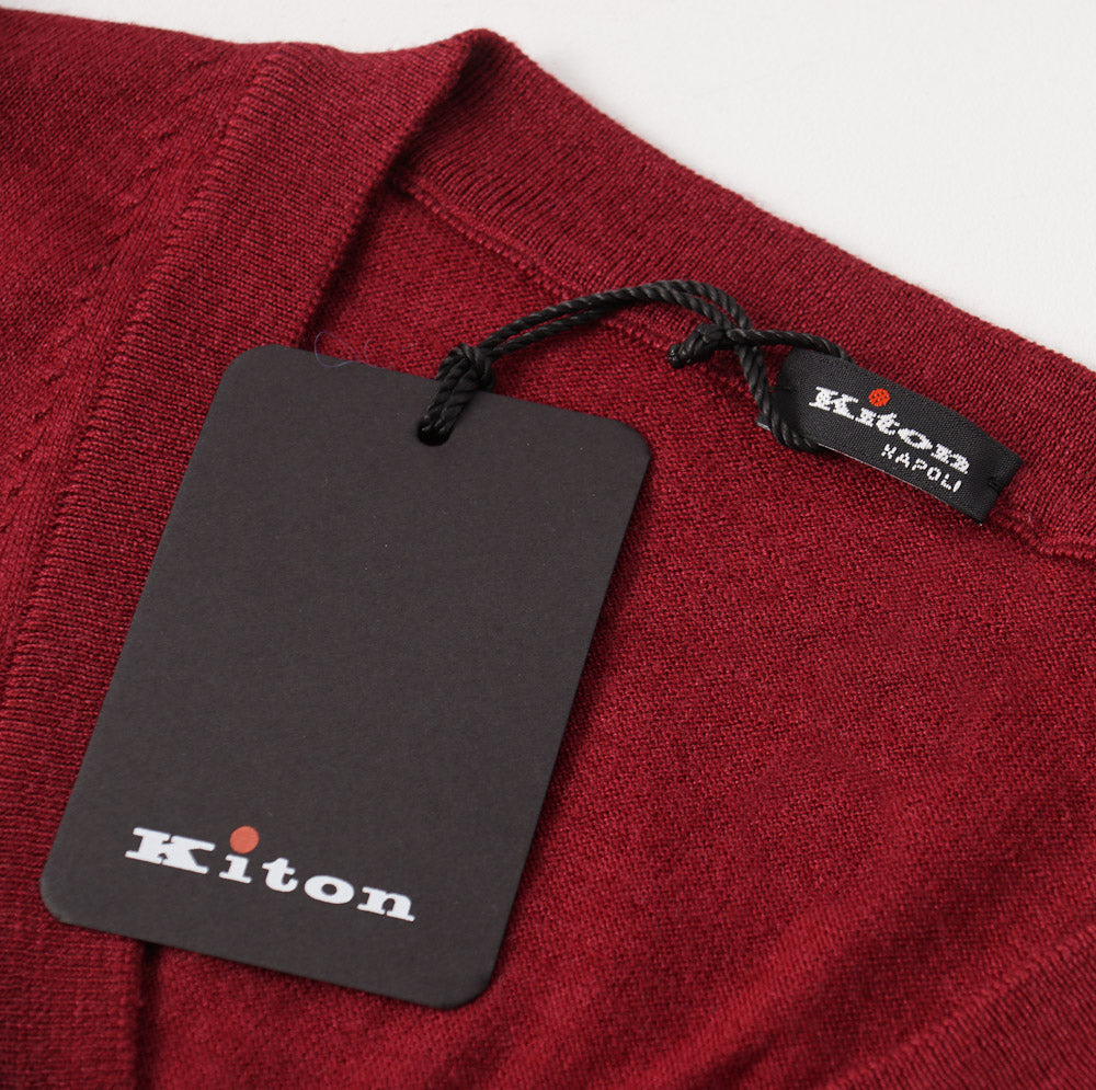 Kiton Burgundy Merino Wool-Silk Sweater - Top Shelf Apparel