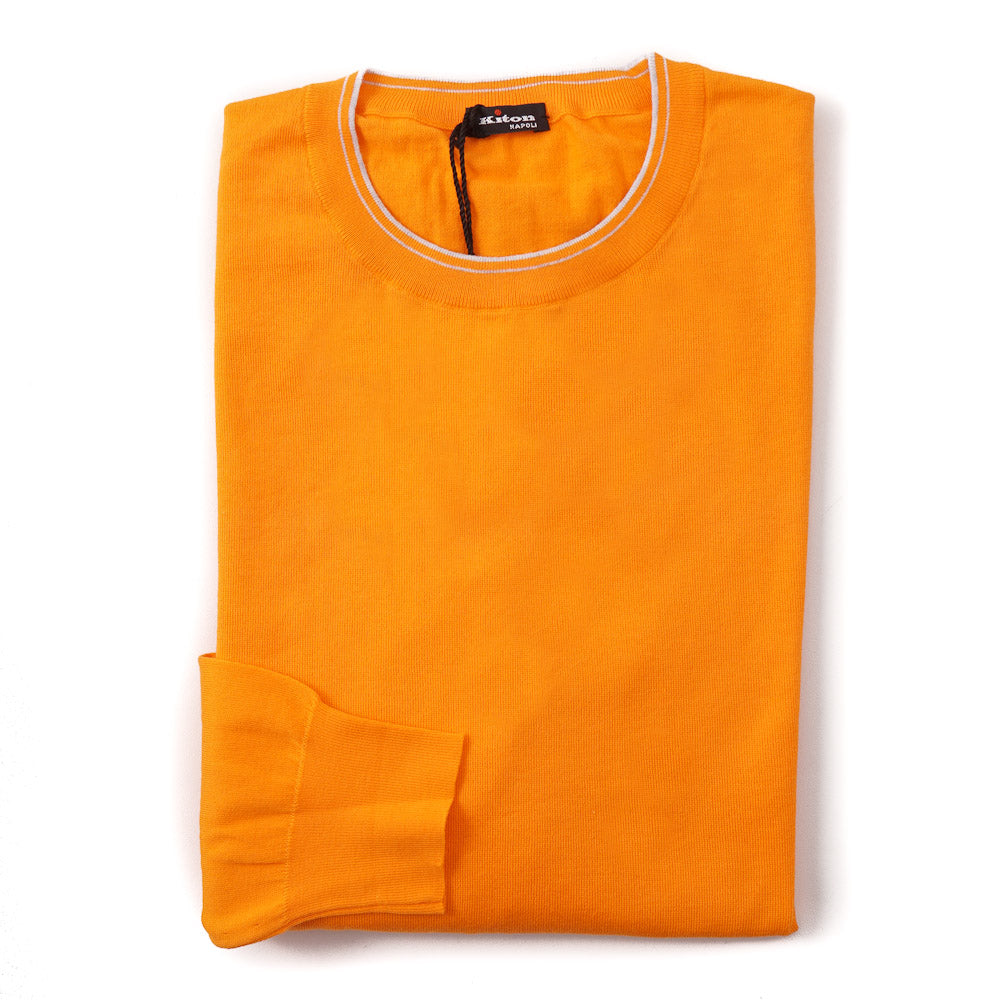 Kiton Lightweight Cotton Sweater in Bright Orange - Top Shelf Apparel