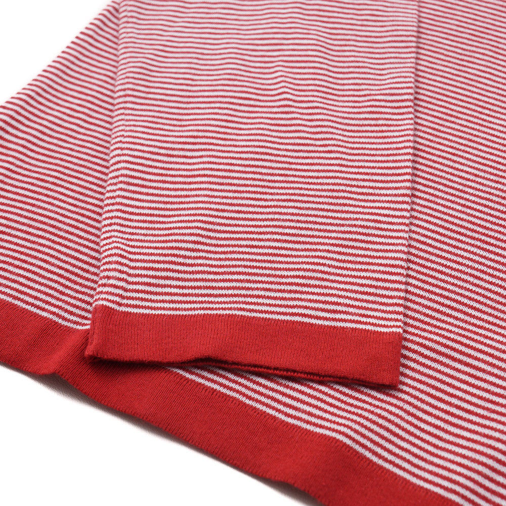 Kiton Lightweight Cotton Sweater in Red and White Stripe - Top Shelf Apparel
