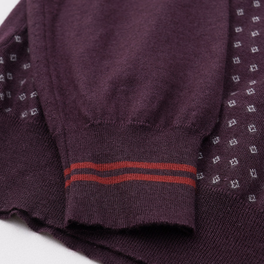 Kiton Plum Jacquard Cashmere-Silk Sweater - Top Shelf Apparel