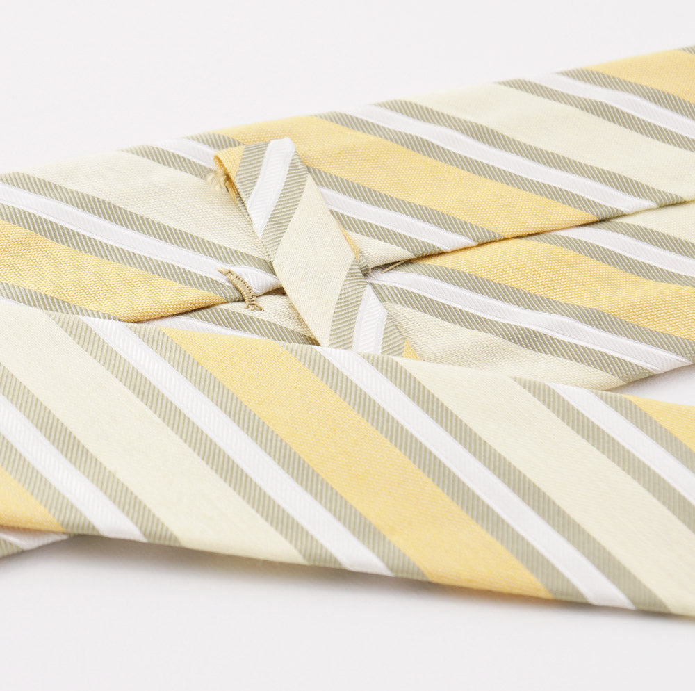 Kiton Yellow and Green Striped Silk Tie - Top Shelf Apparel