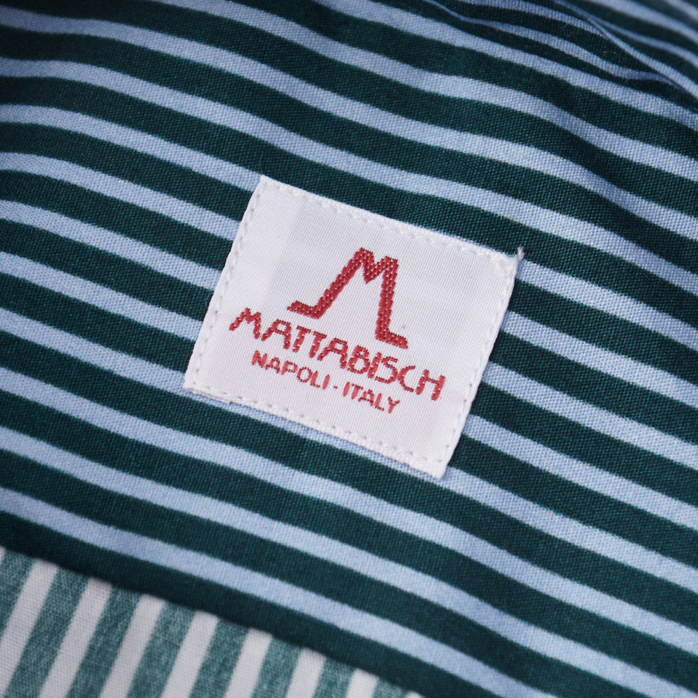 Mattabisch Cotton Shirt in Green and Sky Blue Stripe - Top Shelf Apparel