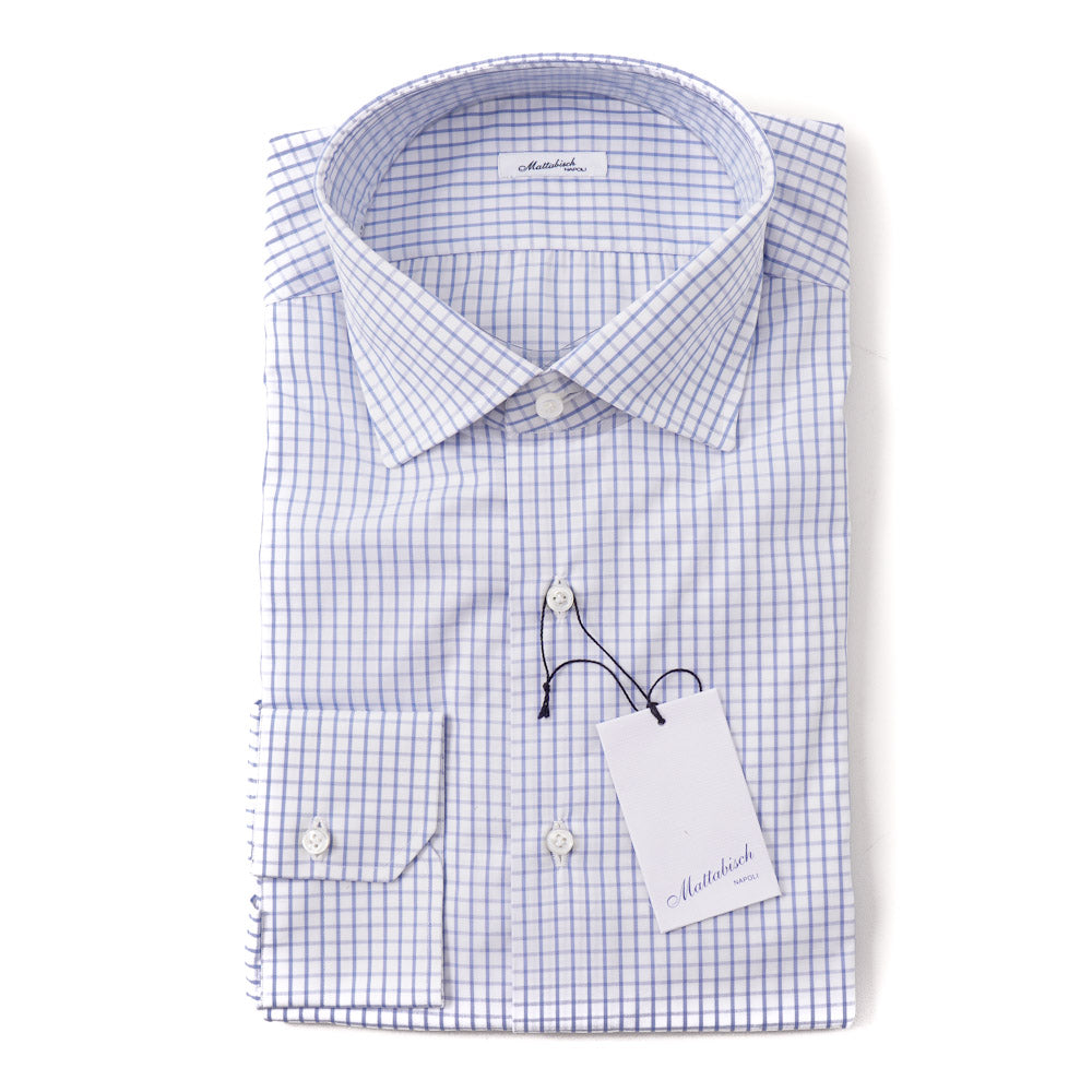 Mattabisch Cotton Shirt in Sky Blue Grid Check - Top Shelf Apparel