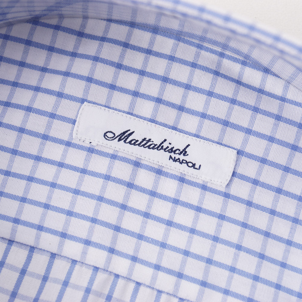 Mattabisch Cotton Shirt in Sky Blue Grid Check - Top Shelf Apparel