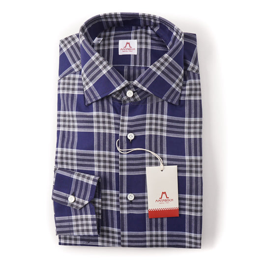 Mattabisch Cotton Shirt in Navy Check - Top Shelf Apparel