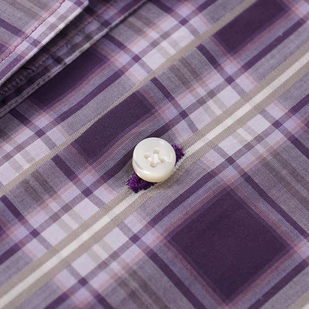 Mattabisch Cotton Shirt in Plum Purple Check - Top Shelf Apparel